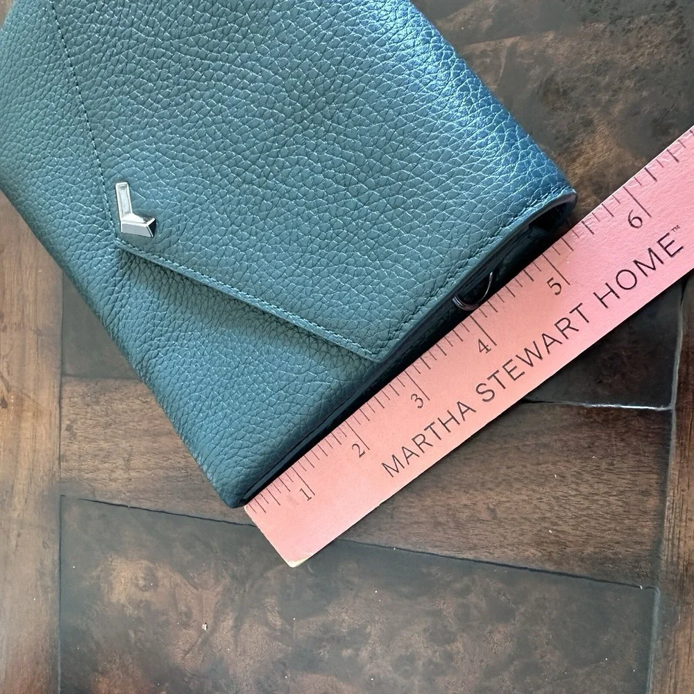 Botkier Handbag‎ Clutch Bag 7.5 Inch Green Teal Pebbled Leather No Chain Strap